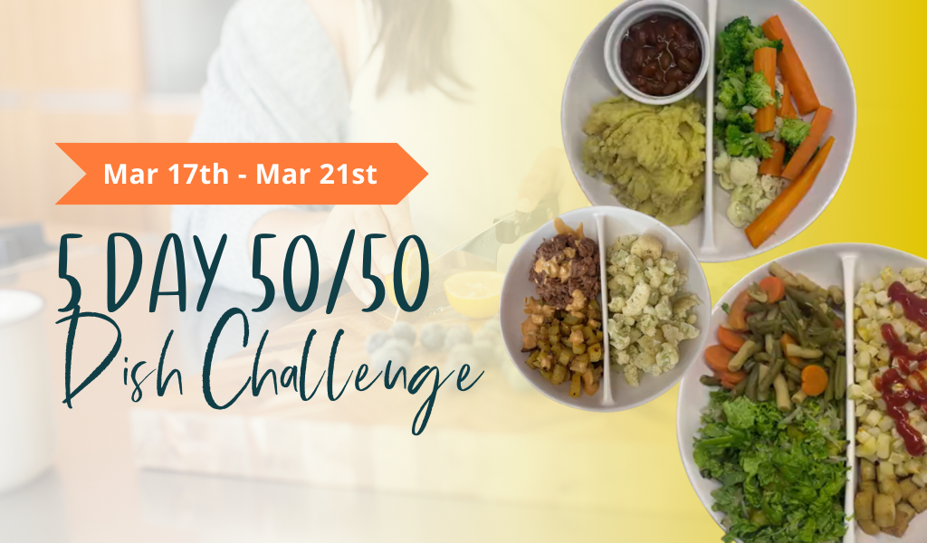 5-Day 50/50 Dish Challenge 5050 Gal 50 50 plate 50/50 bowl starch solution McDougall Program 5050 diet wfpb vegan plant based  fullandfulfilled